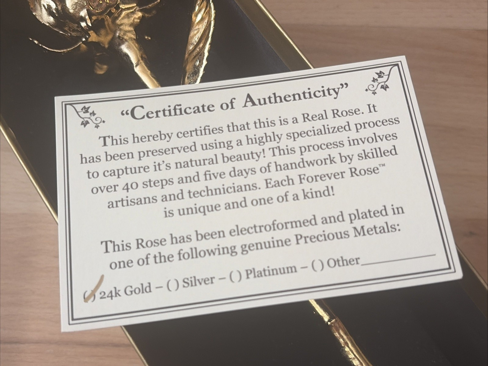 24k Gold Dipped Real Forever Rose with Gift Box & warranty Card Vintage NEW