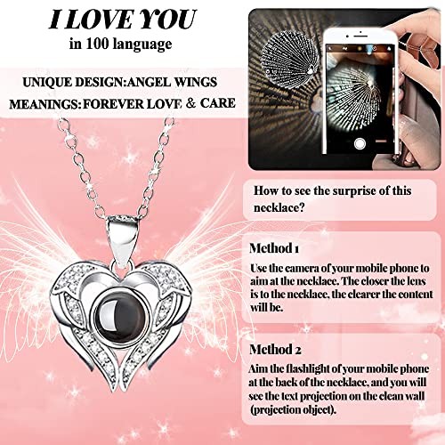 Preserved Real Rose with I love you Necklace 100 Languages, Gifts for red