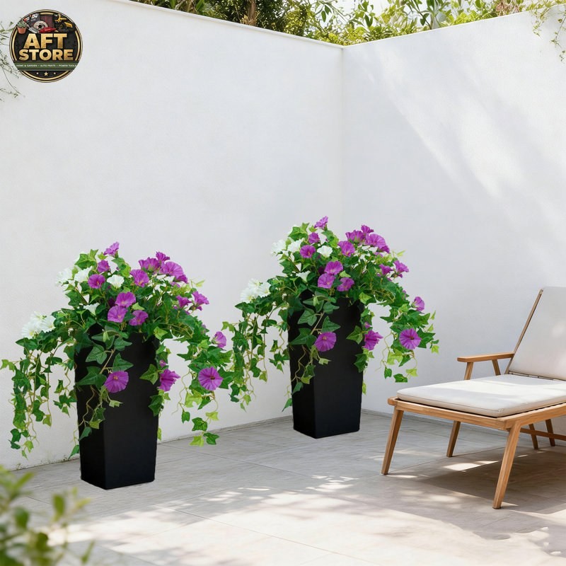 Vitalismo 2 Pack Artificial Morning Glory Silk Flowers with Pots