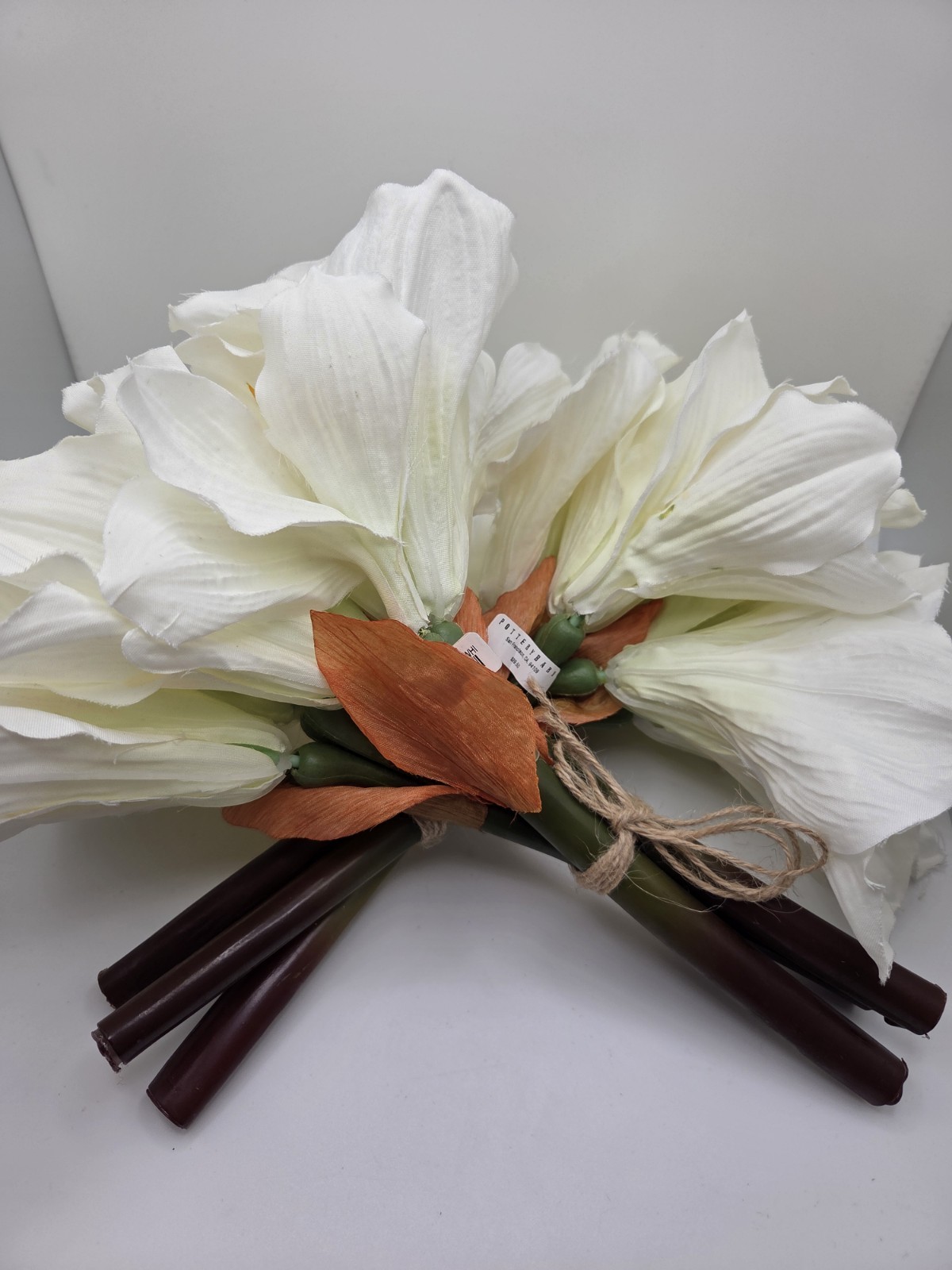 New Pottery Barn Faux Flowers White Amaryllis 3 Stems Set 2 Bundle Arrangement