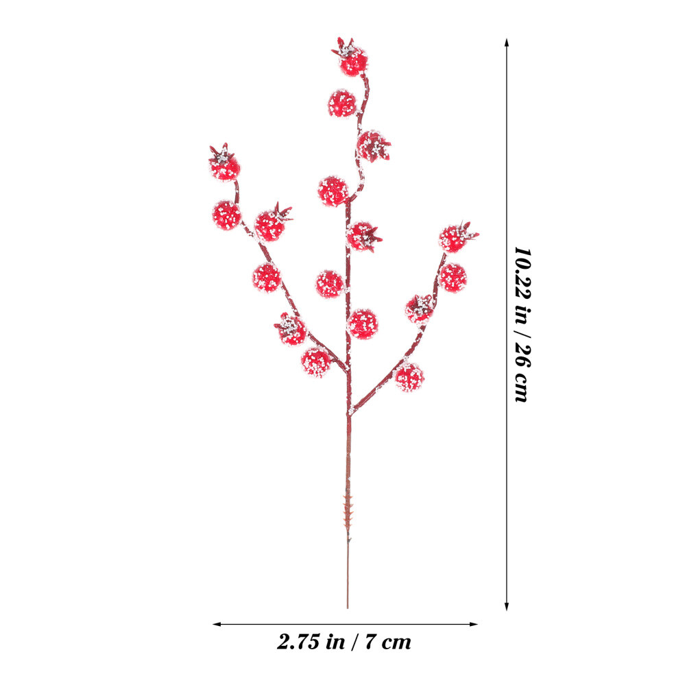 10PCS Frosted Stems Red Christmas Tree Decoration Fruit Lifelike