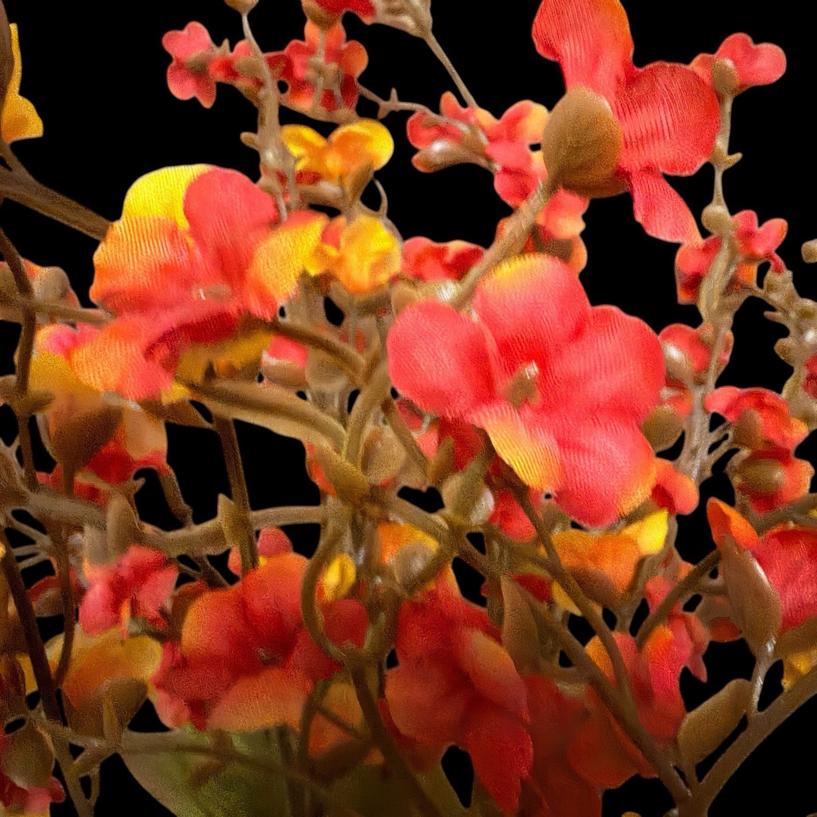 5ps/ Stems Babys Breath/Wild Silk Artificial Flowers Yellow Orange Mix 27” New