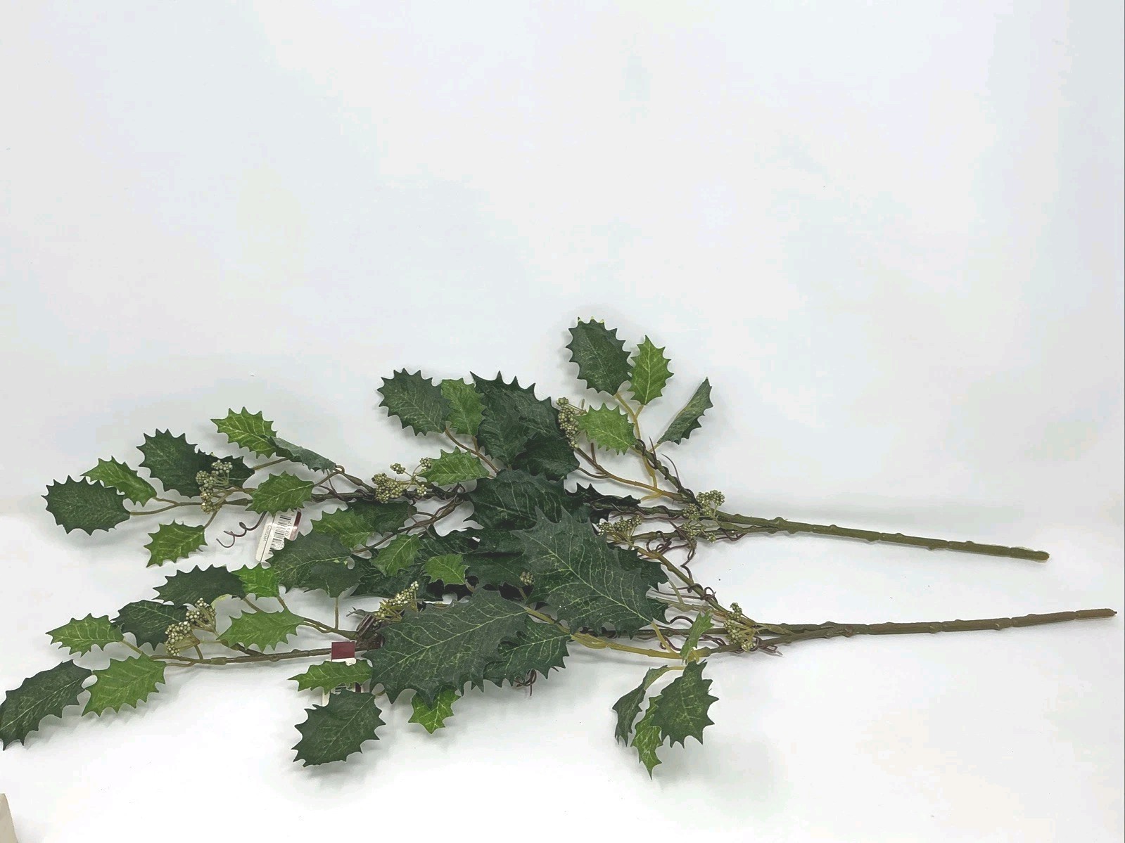 Holly Leaf Floral Pick w Green Berries 22” Vase Basket Filler 2 Picks Artificial