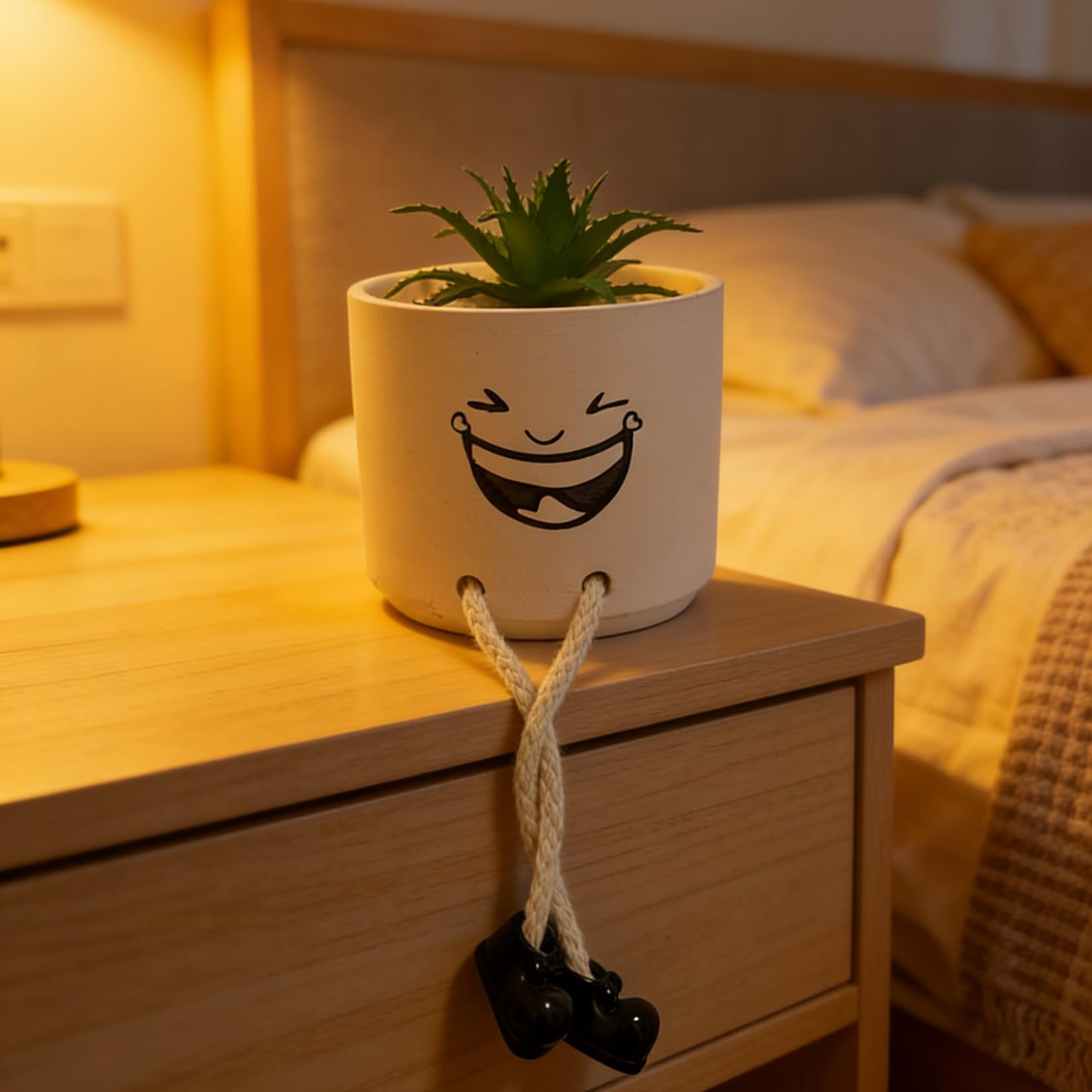 Fake Succulents Plants in Ceramics Pots with Hanging Leg – Cute Small Planter…