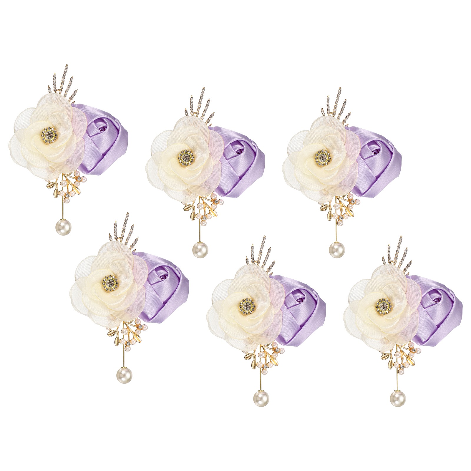 Rose Boutonnieres for Men, 6Pcs Mens Boutonnieres Lapel Flower, Lavender