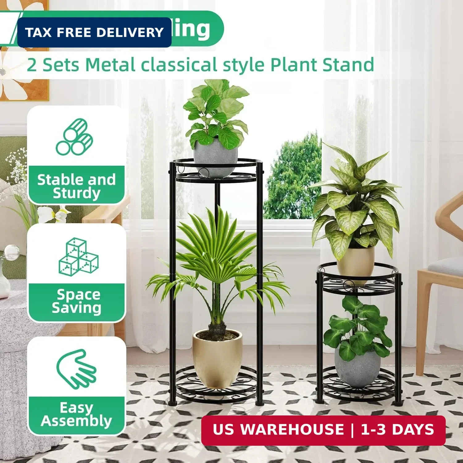 Simple Trending Round Plant Stand Indoor Outdoor, Waterproof Metal Tall 31″ Plan