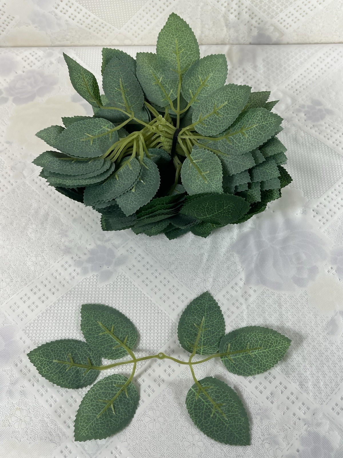 Artificial Green Leaves 50 Pc Bulk Faux Silk Greenery Fake Rose Flower Leaves…
