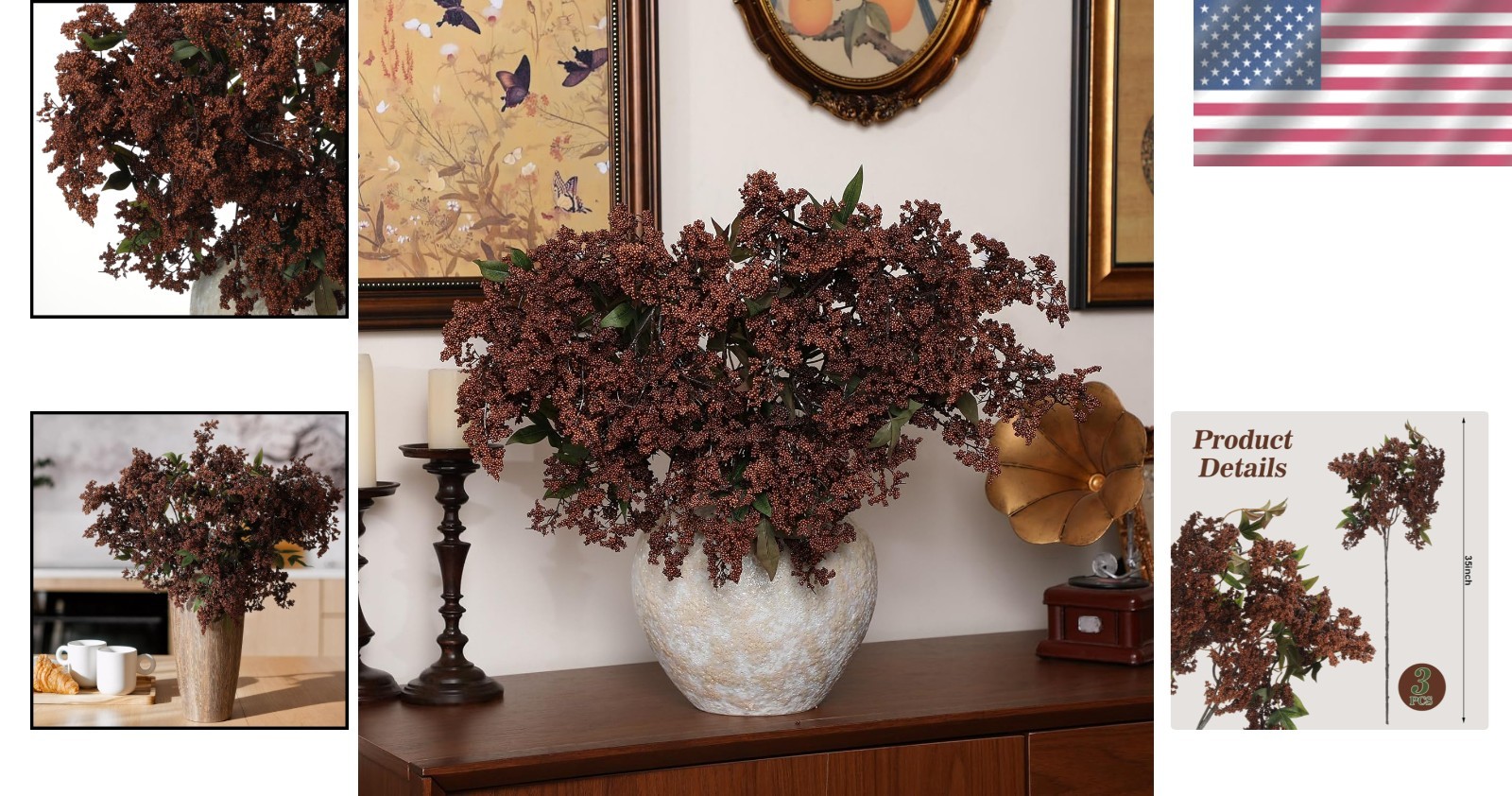 42 Inch Faux Berry Stem Picks – Stunning Fall Decor for Home & Weddings