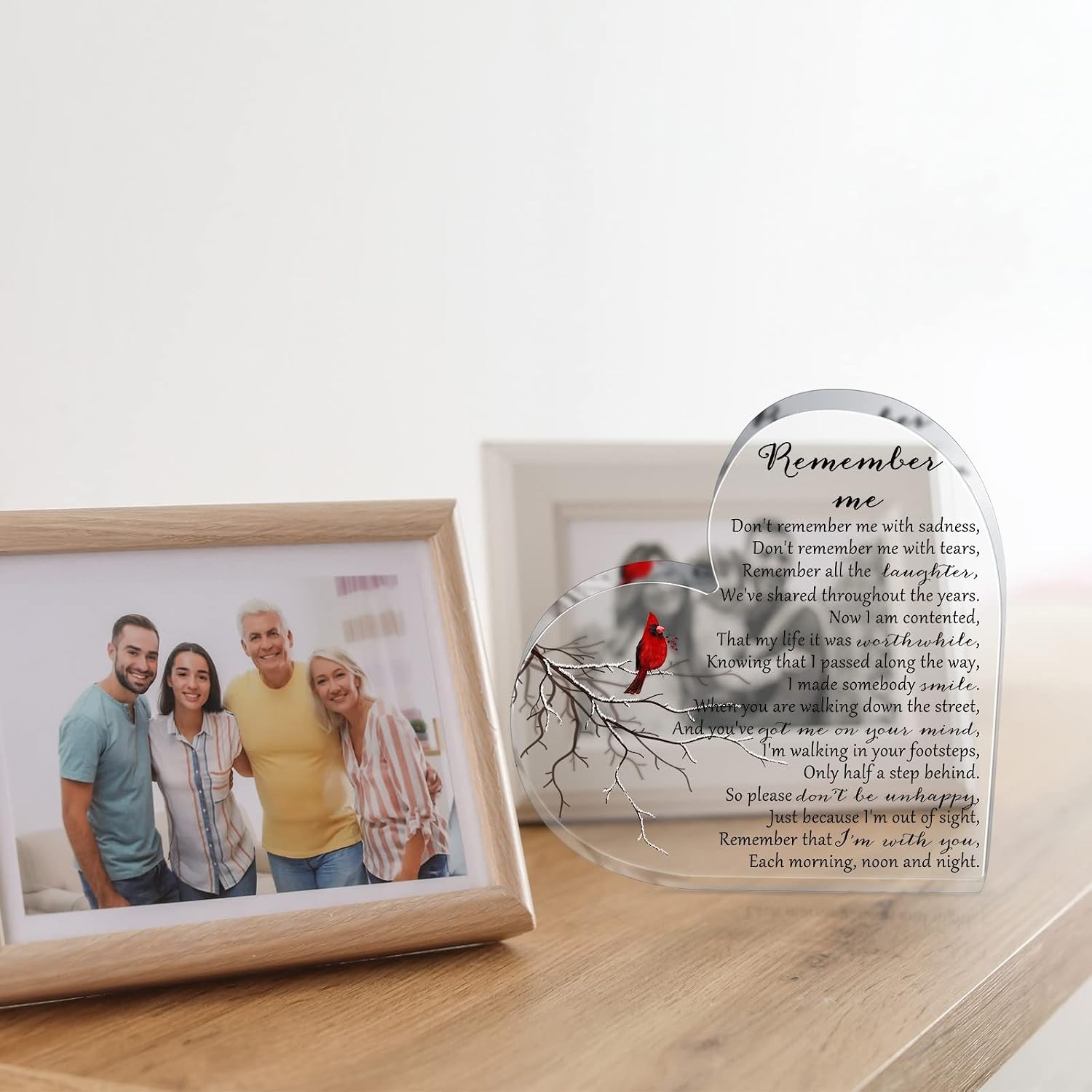 Yookeer Sympathy Gift Acrylic Heart Shape Memorial Bereavement Gifts for Loss of