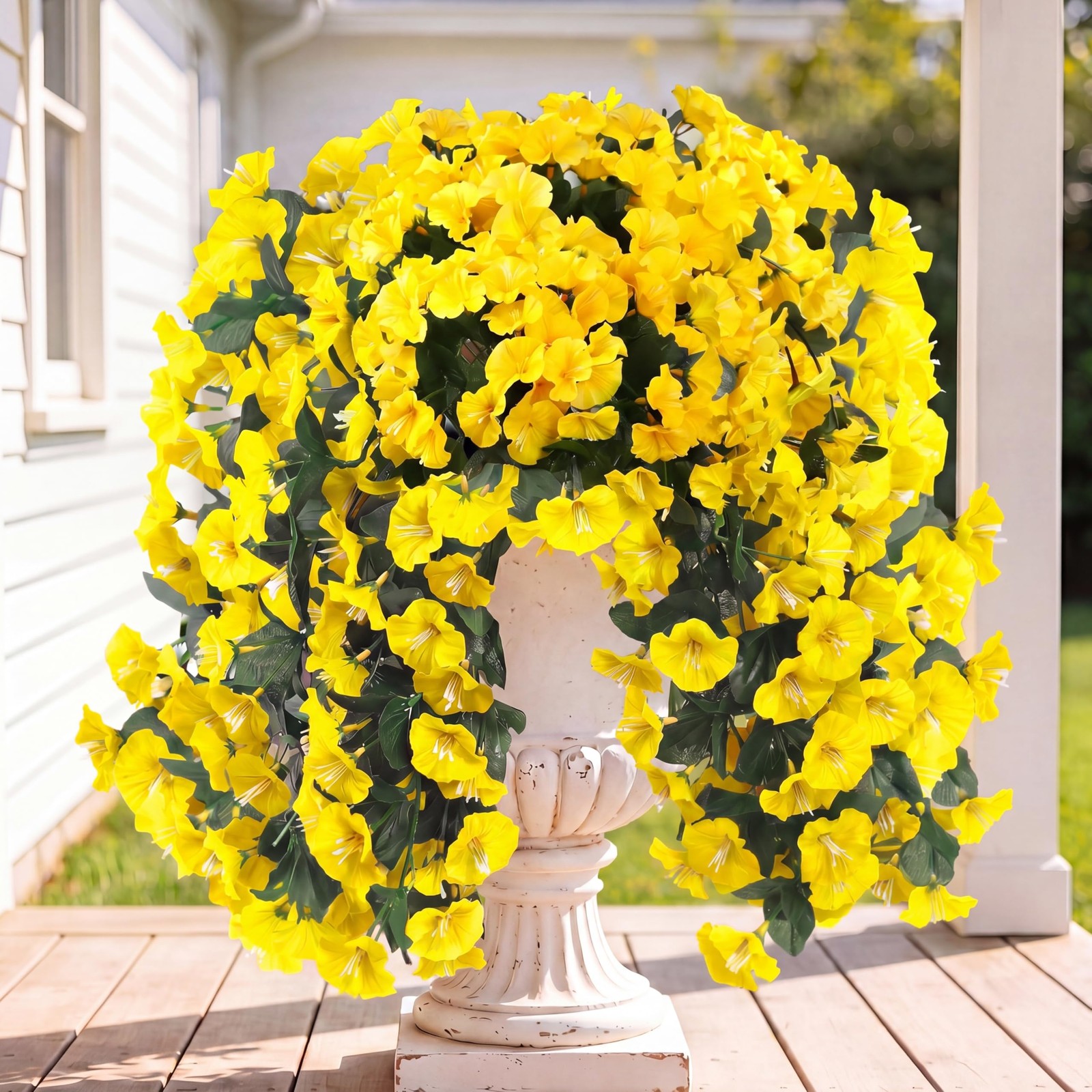 Sggvecsy Artificial Fake Hanging Flowers Plants for Outdoor Outside Spring Su…