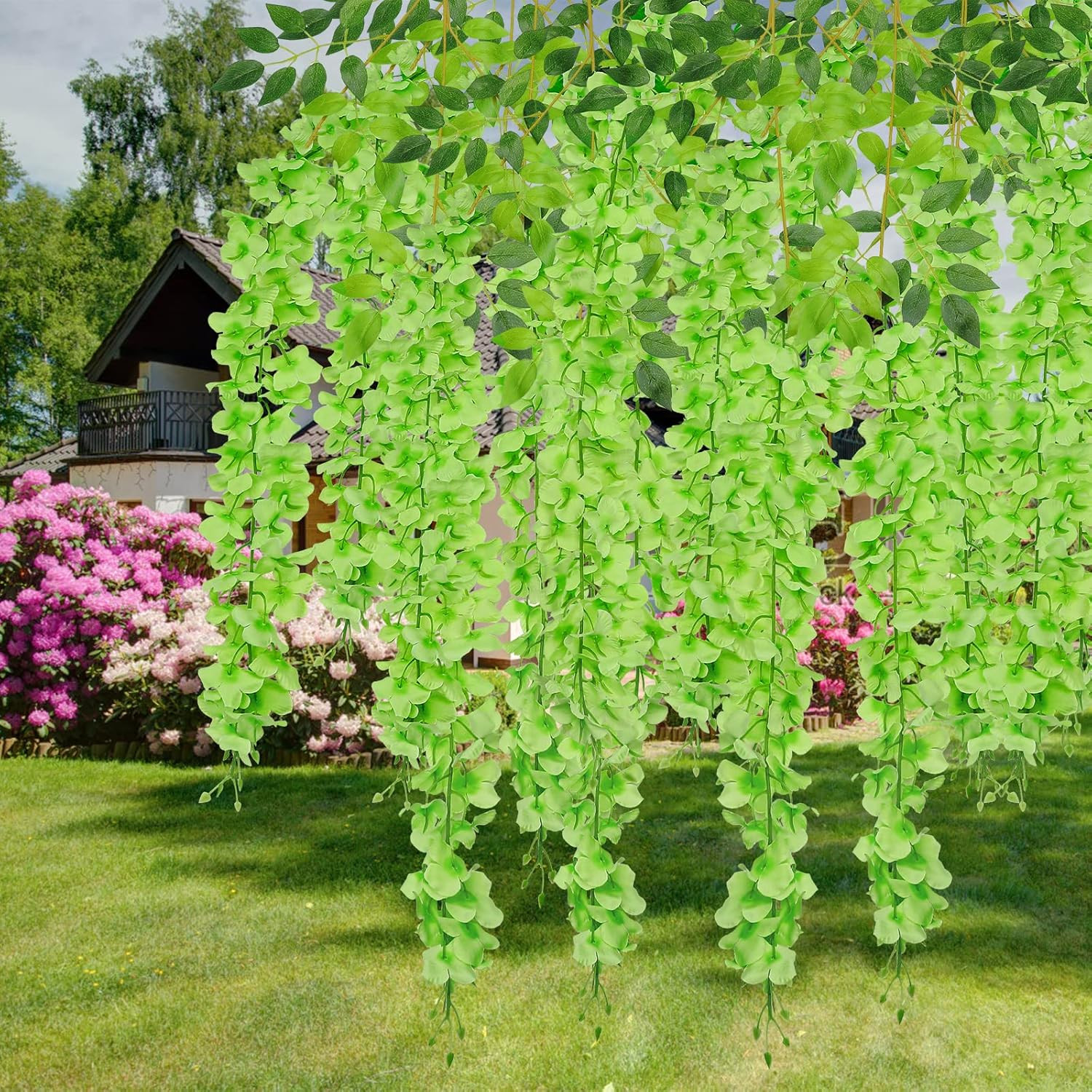 36 Pack Wisteria Vine Garland – 139ft Silk Flowers for Home & Wedding Decor