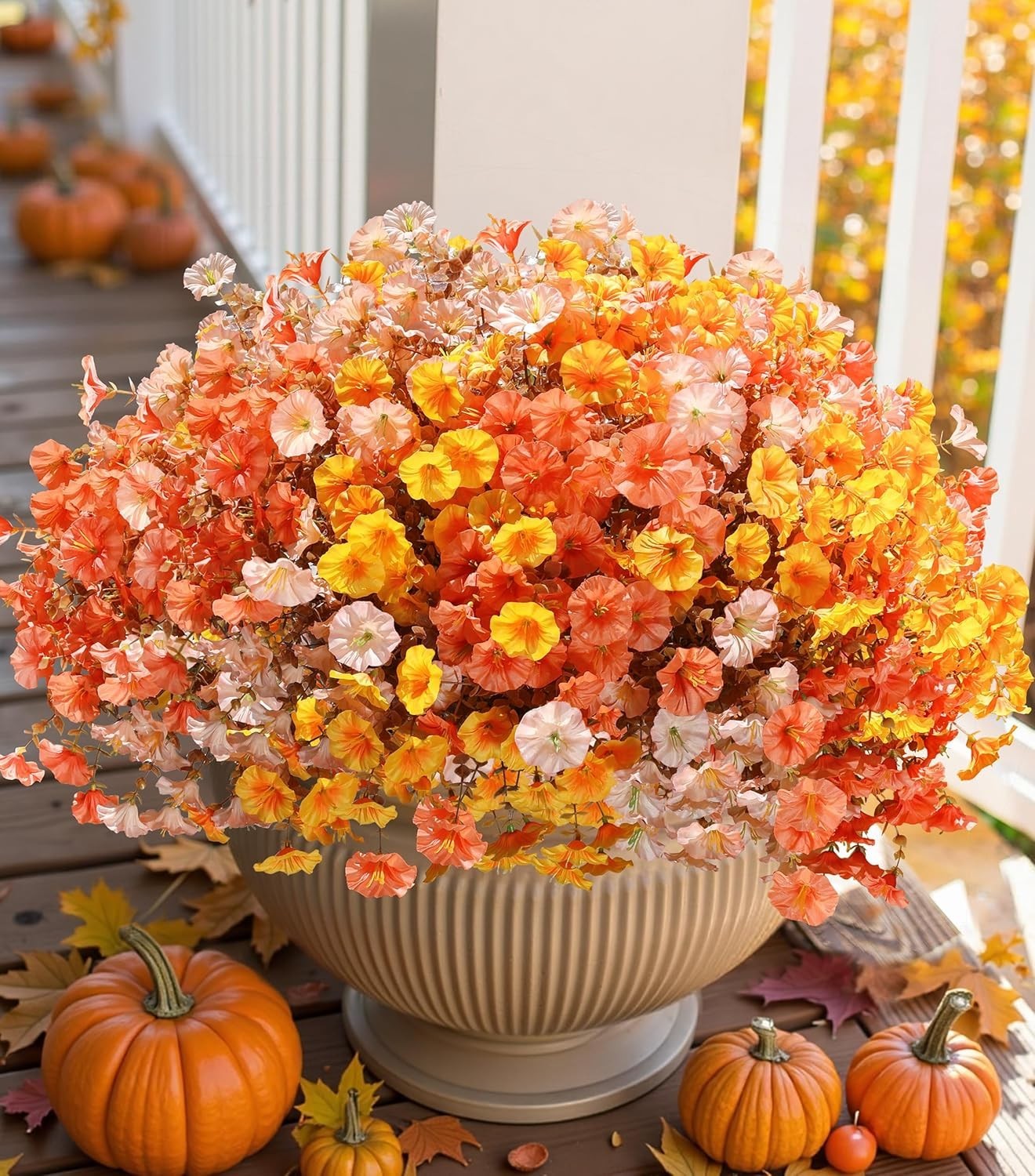 Artificial Mums for Outdoors Fake Fall Flowers Plants for Autumn Decoration, 12