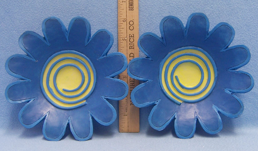 Set 2 Pair Blue Resin Flower Floral Figurines Wall Hangings Girls Room Decor