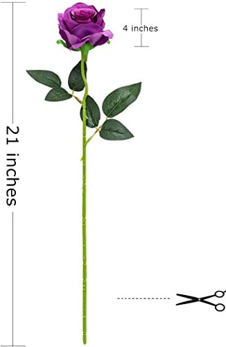 Laelfe 12 pcs Artificial Roses Flowers Long Stem Fake Silk Rose for Home