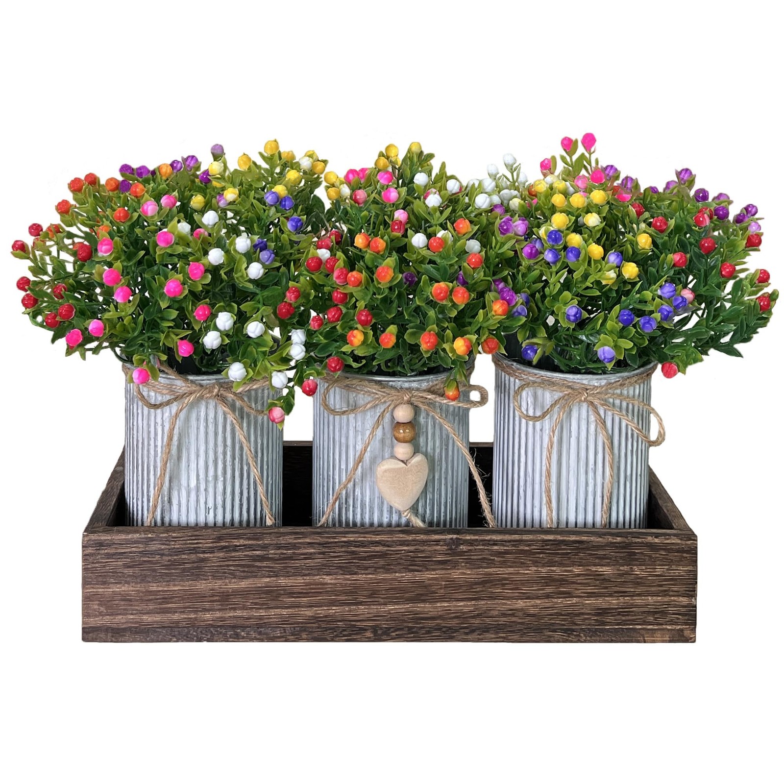 HEMYLU Table Centerpiece Decoration Artificial Flower Set with 3 Fake Milan B…
