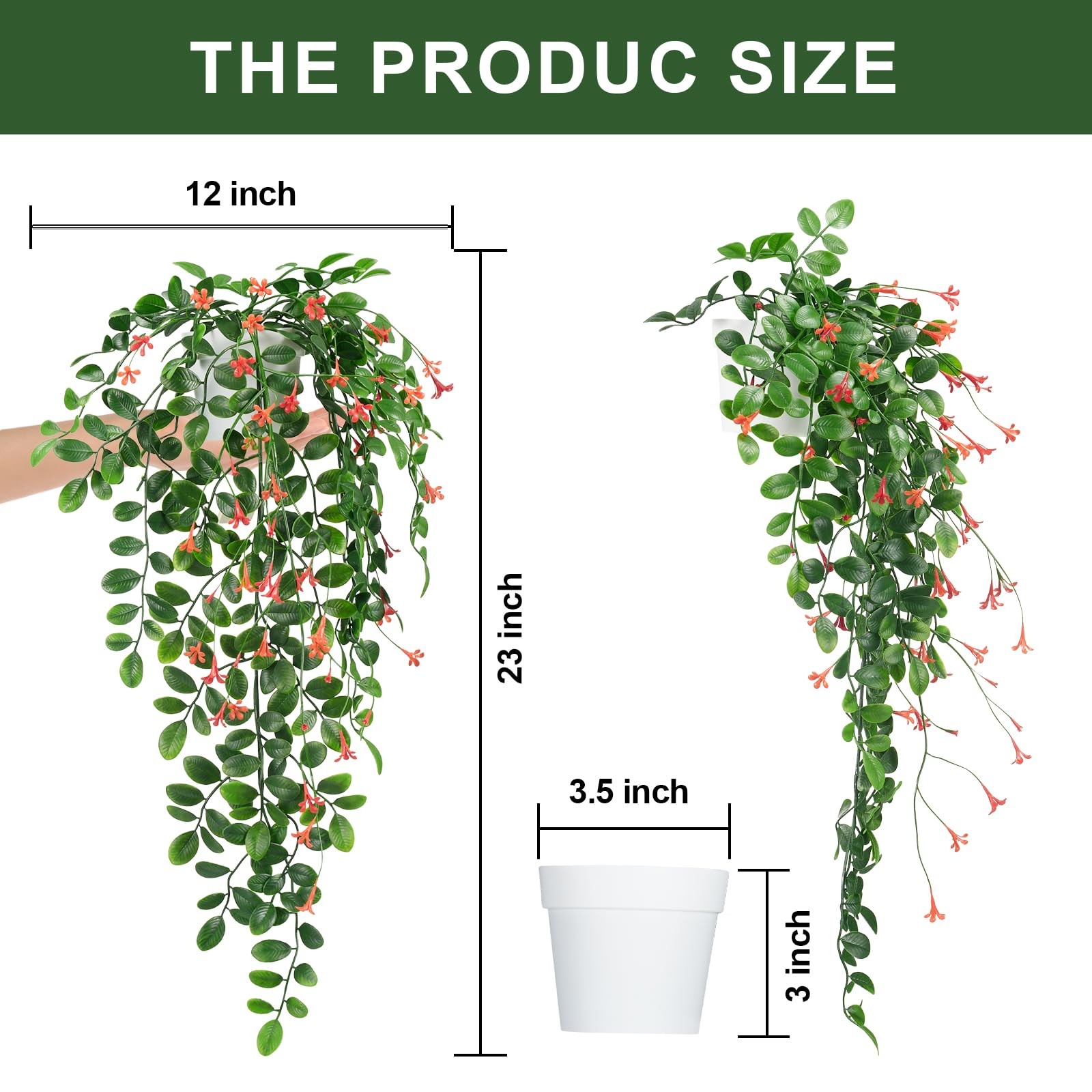 2 x Fake Hanging Plants Small Artificial Potted Lysimachia Plants with Orange…