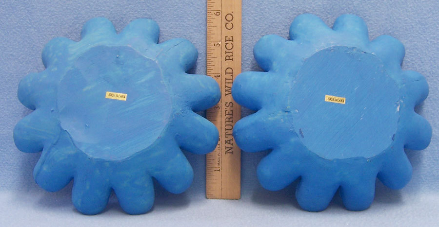 Set 2 Pair Blue Resin Flower Floral Figurines Wall Hangings Girls Room Decor