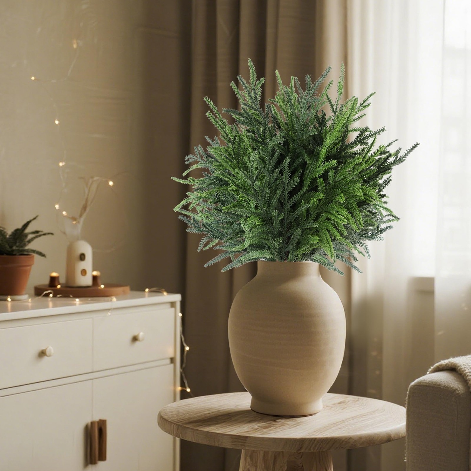 24″ Artificial Norfolk Pine Stems, 12 Pack Christmas Decorations