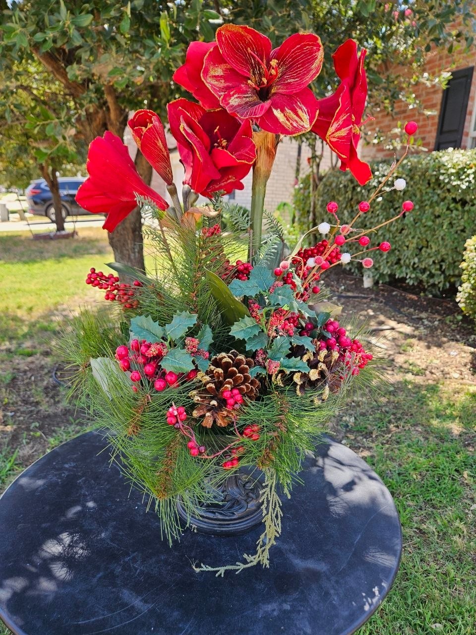 Amazing Christmas Bouquet Amaryllis Faux