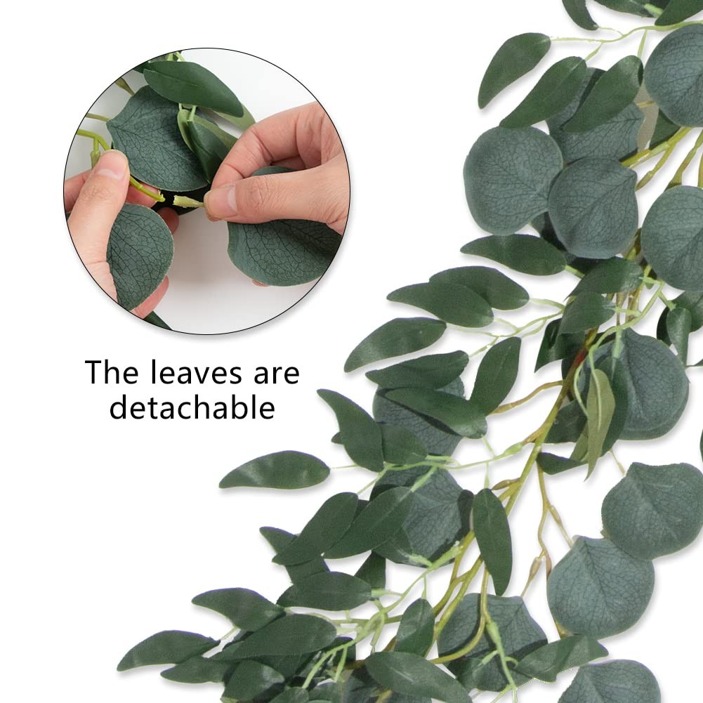 3Pcs Fake Eucalyptus Vines, 6.5FT Silk Ivy Garland, Odorless Lush Green Leave…