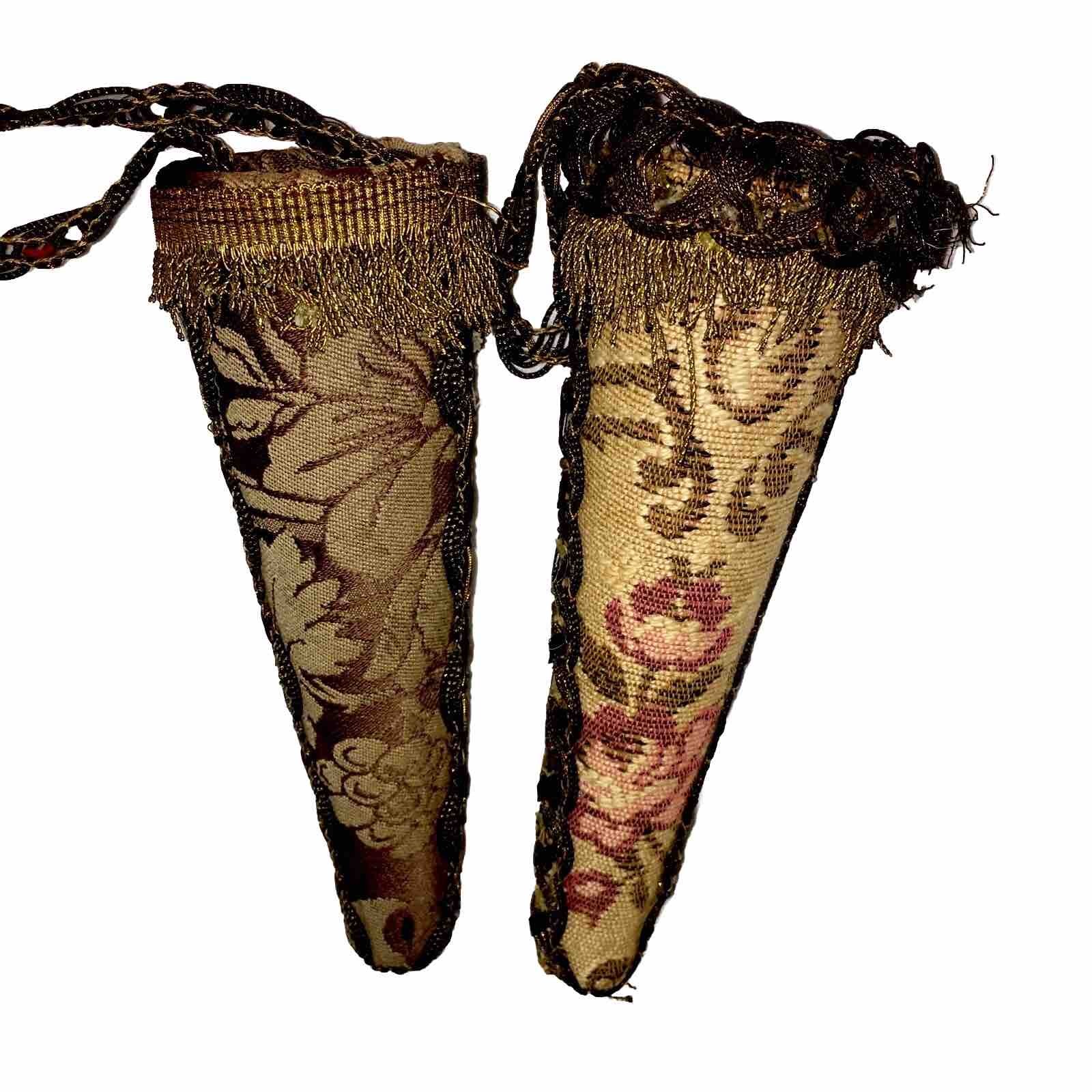 Fabric Covered Cone Flower Holder Wall Pocket Shabby Chic Floral Tussy Mussy