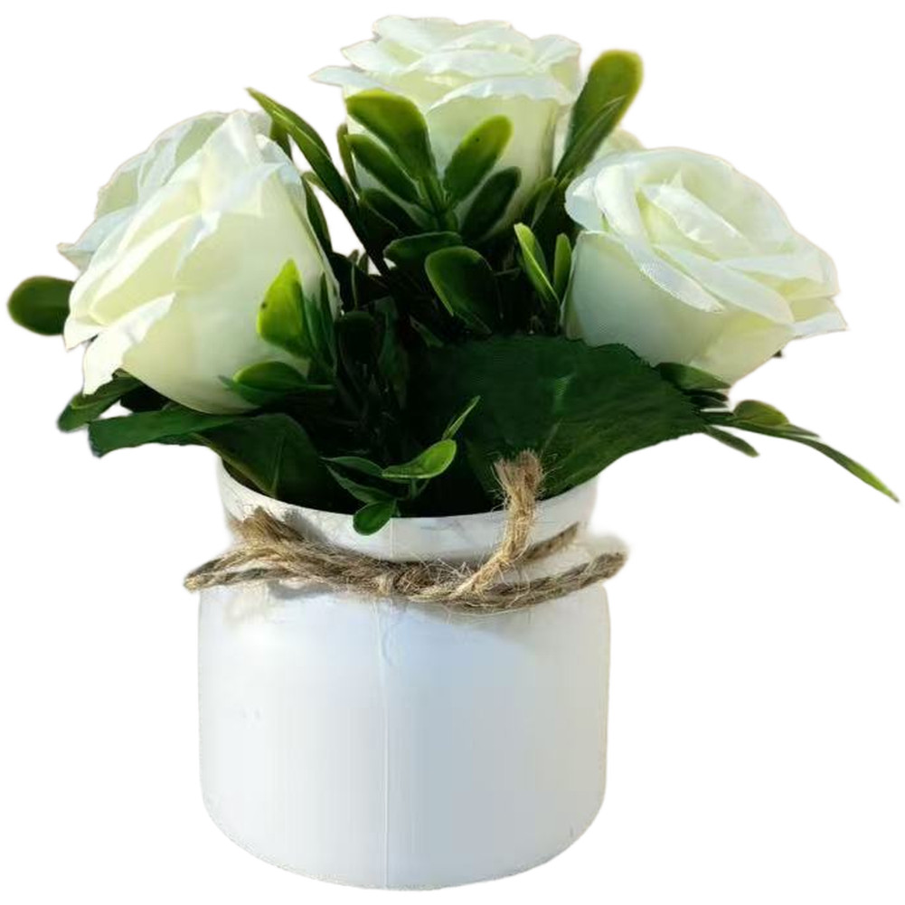 Artificial Flower Arrangement in Pot with Bow for Event For Home Styling