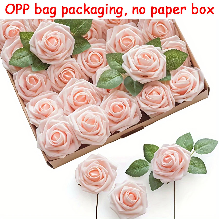 25pc Artificial Roses with Stems Real Touch Fake Flowers Wedding Bouquet Decor