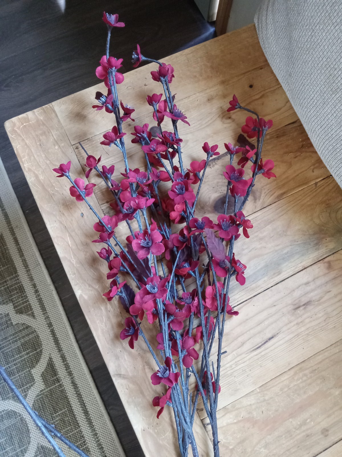 Vintage Rare Deep Red to Black Ombre Long Stem Plastic Flowers Gothic