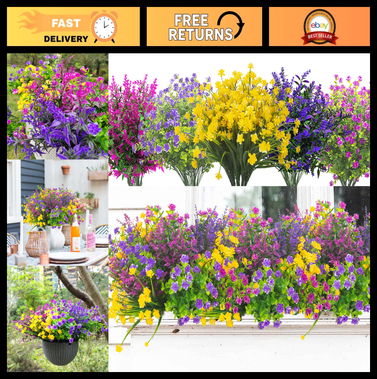 20 Bundles UV Resistant Artificial Flowers – No Fade Faux Plants for Garden, Pat