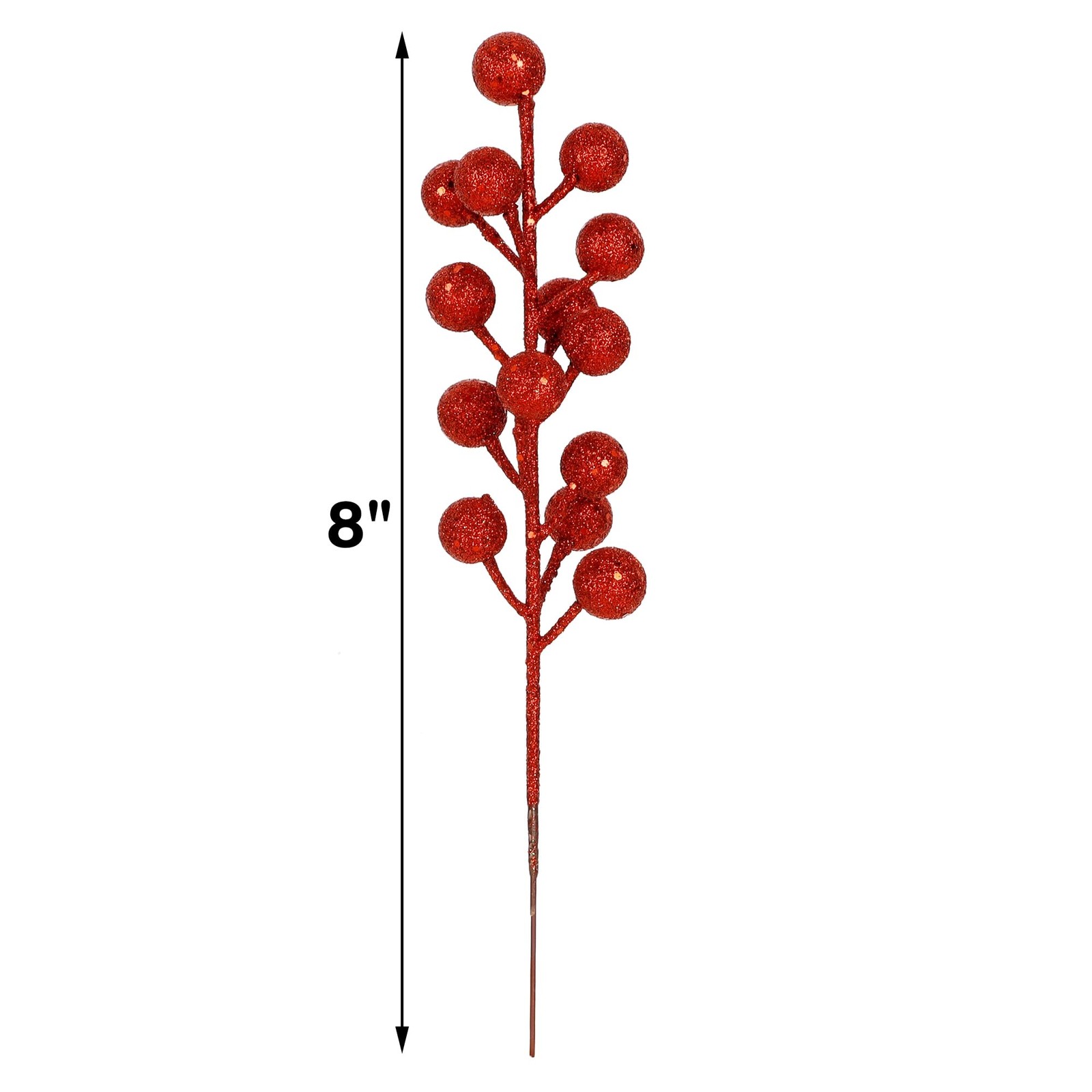 24 Pack 8 Inch Christmas Glitter Faux Winter Berry Sprigs, Artificial Sparkin…