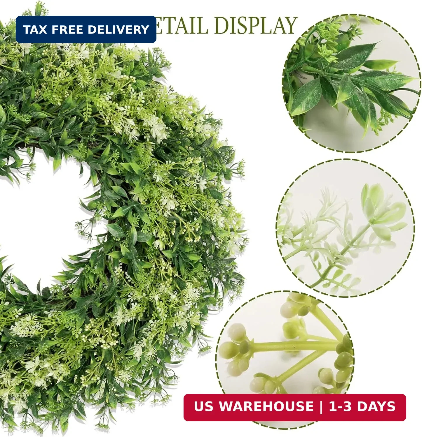 28 Inch Large Eucalyptus Wreaths for Front Door Artificial Green Leaves Greenery