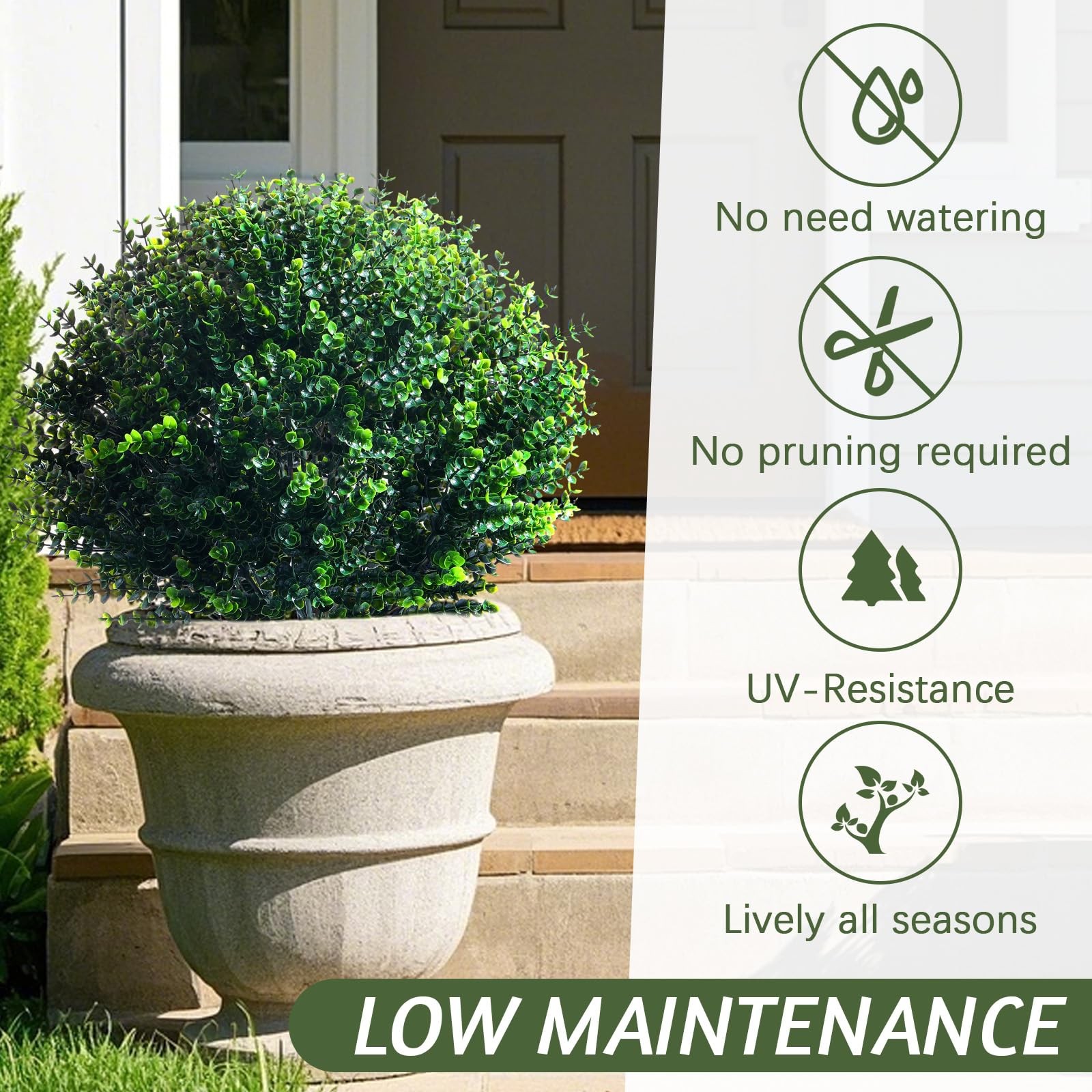 2 Pcs 18 Inch Artificial Boxwood Ball Topiary Tree Fake Outdoor Plants Bush, …