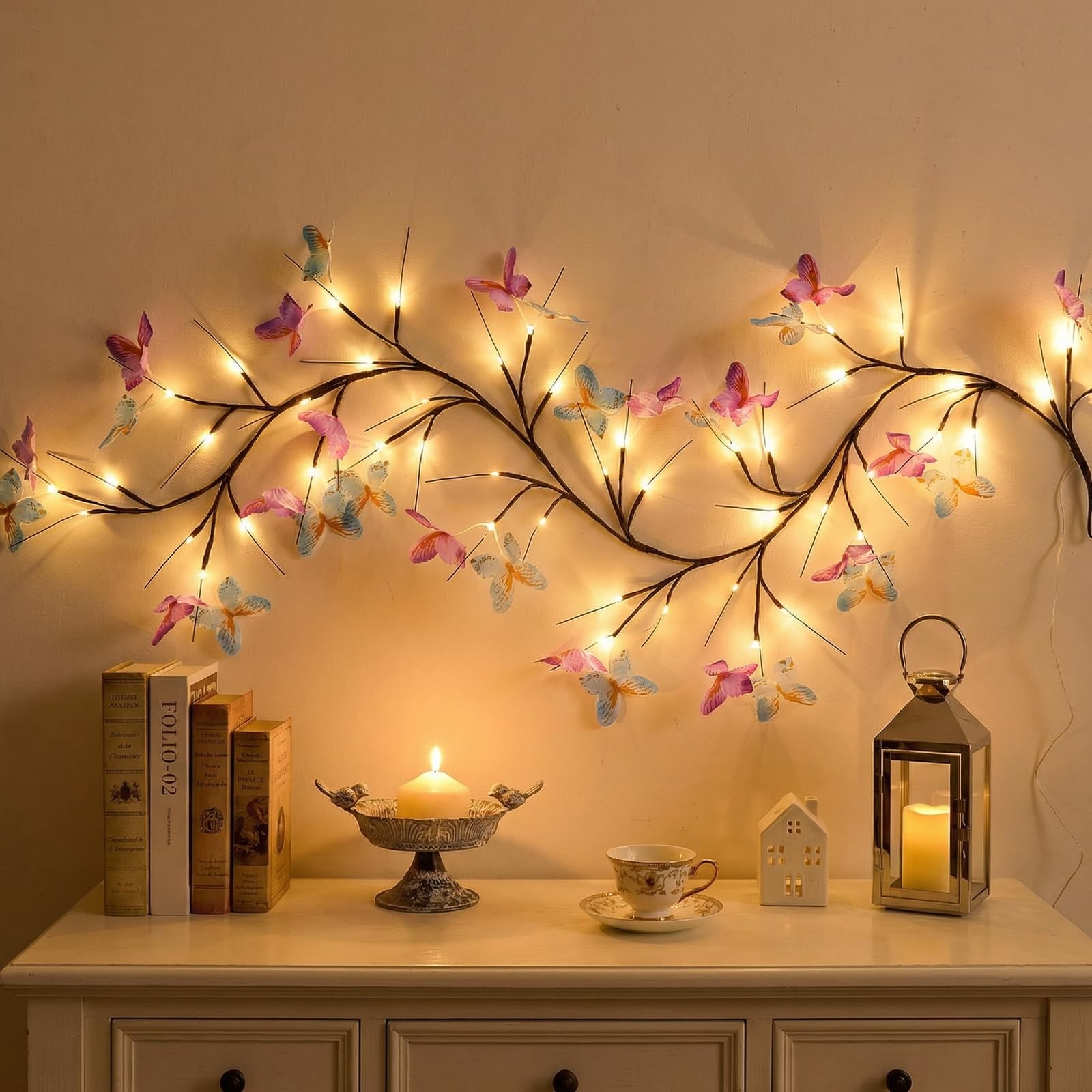 XINXIANLIAN Willow Vine Light with Butterfly 48LED 5.9FT Enchanted Wall Decor…