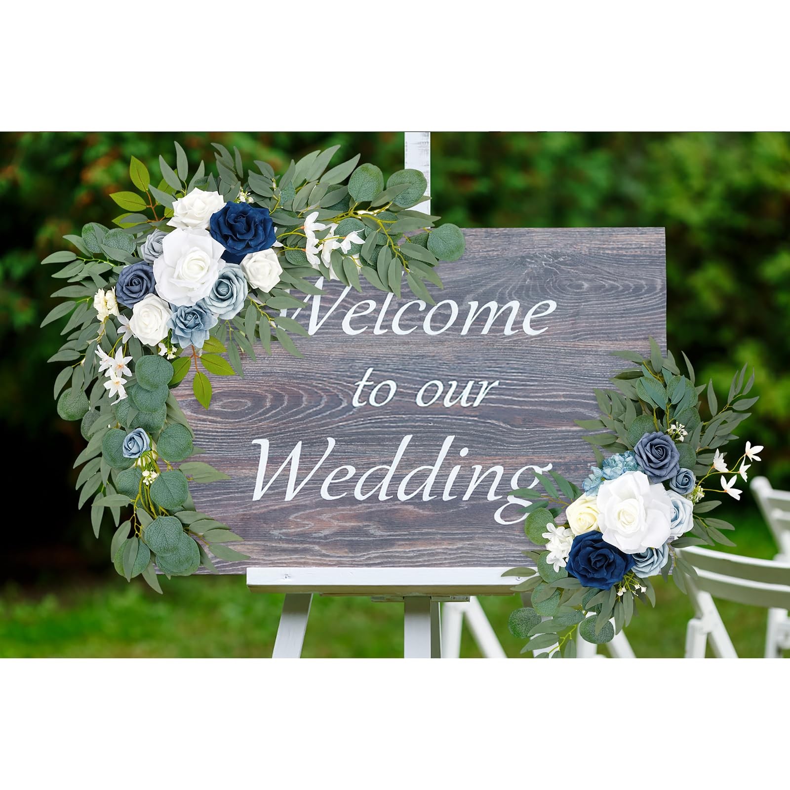 Wedding Arch Flowers (Pack of 2), Artificial Dusty Blue Flowers Faux Flower S…