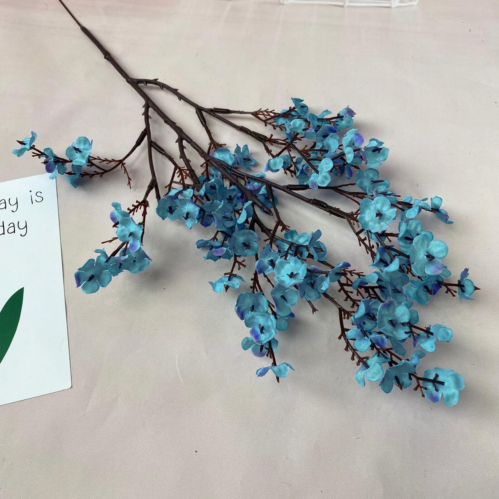 Autumn Blue Babys Breath Artificial Flowers 6Pcs Real Touch Gypsophila Bouquet