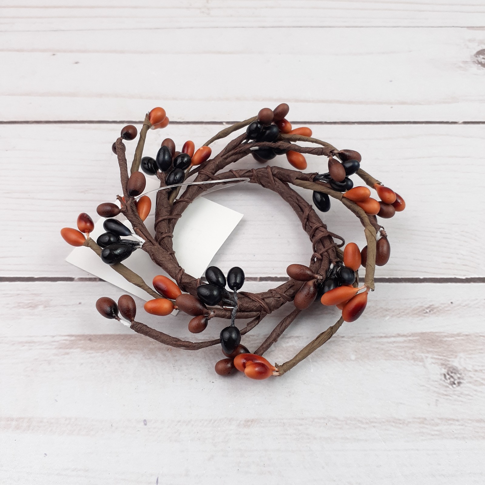 Mini Pip Berry Taper Candle Ring Primitive Mix Orange Brown Black 1.5 in inside