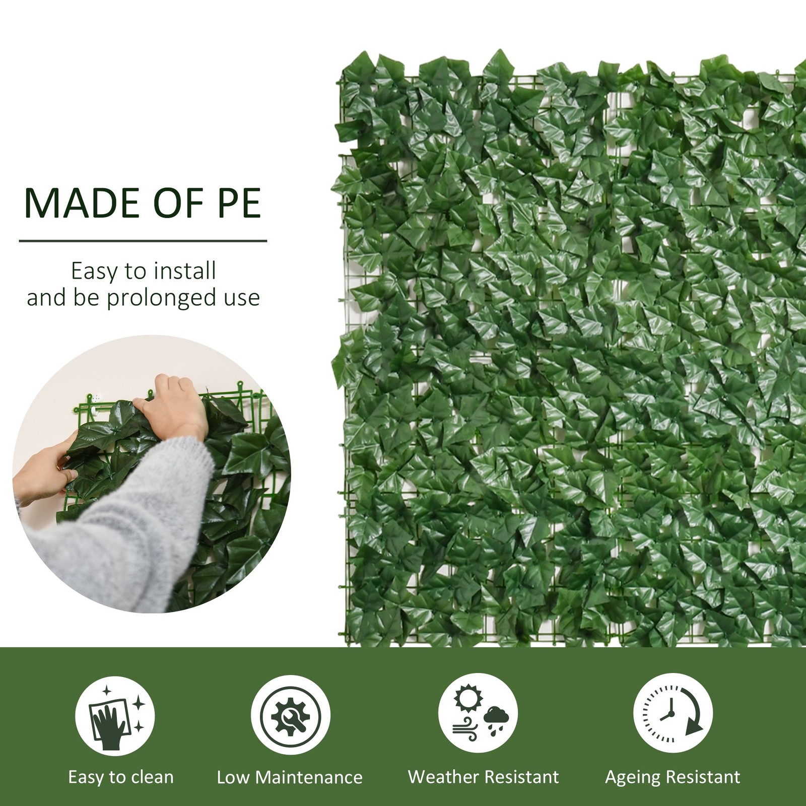 118″ x 39″ Artificial Ivy Privacy Fence, Wall Screen Faux Greenery