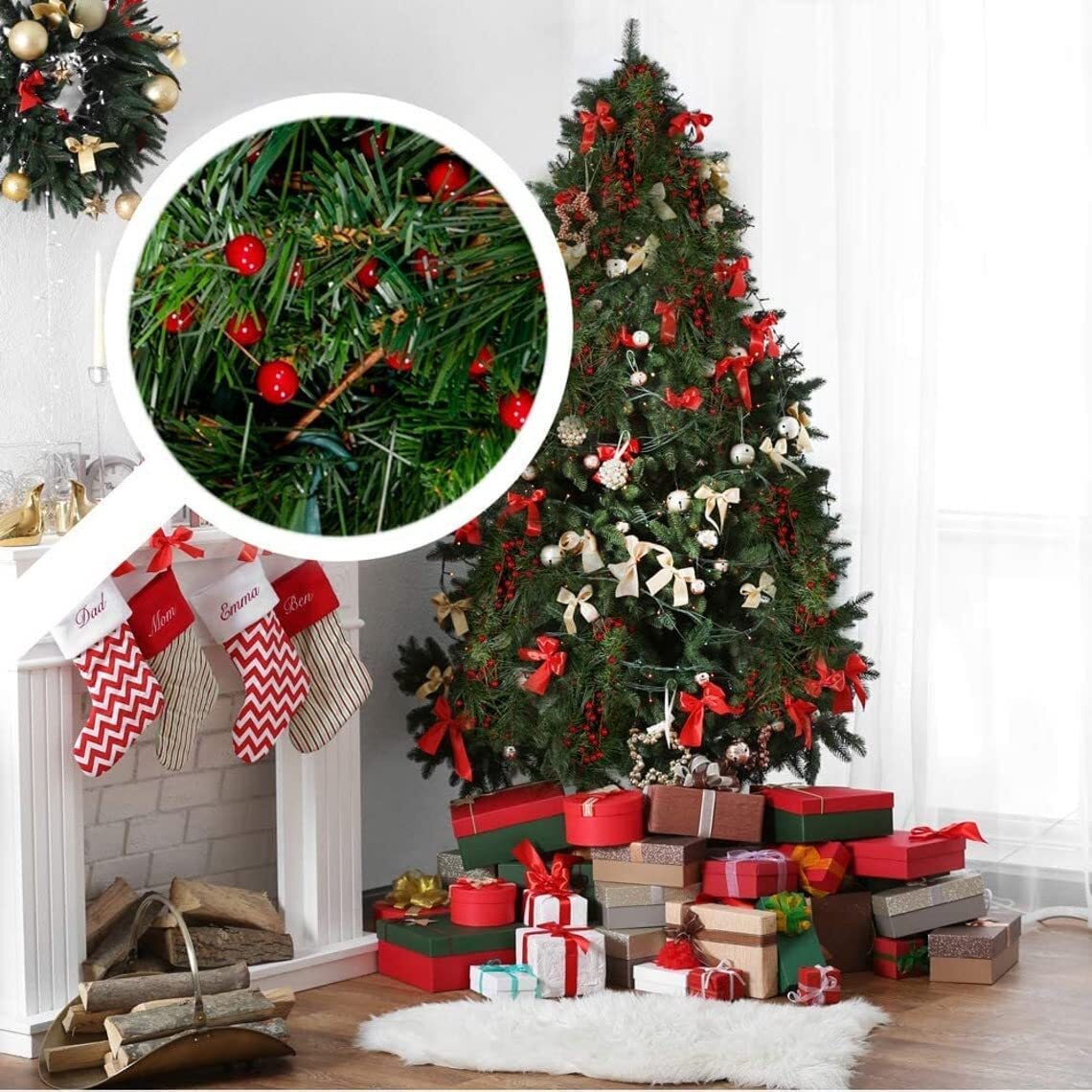 12 Red Holly Berry Stems: 17″ with 35 Berries, Festive Holiday D?cor