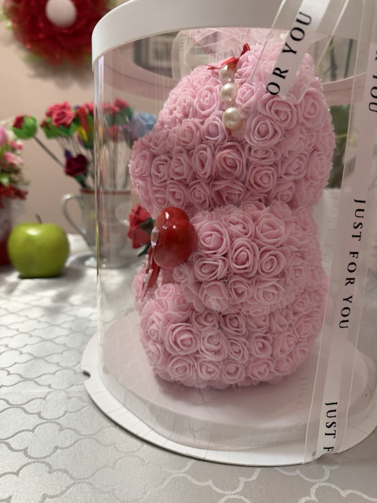 Adorable Pink Marshmallow Teddy Bear 9″-Unique Handmade Gift for Mother’s Day