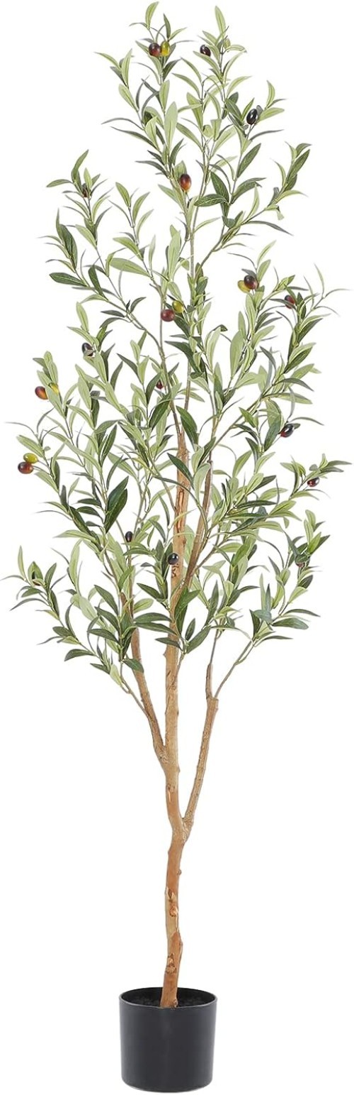Artificial Olive Tree – Natural Wood Trunk, Silk Leaves