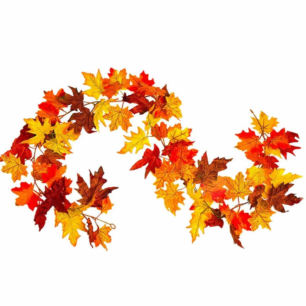 Autumn Fall Maple Leaves LED Lights Hanging Plant Halloween Artificial Flowers