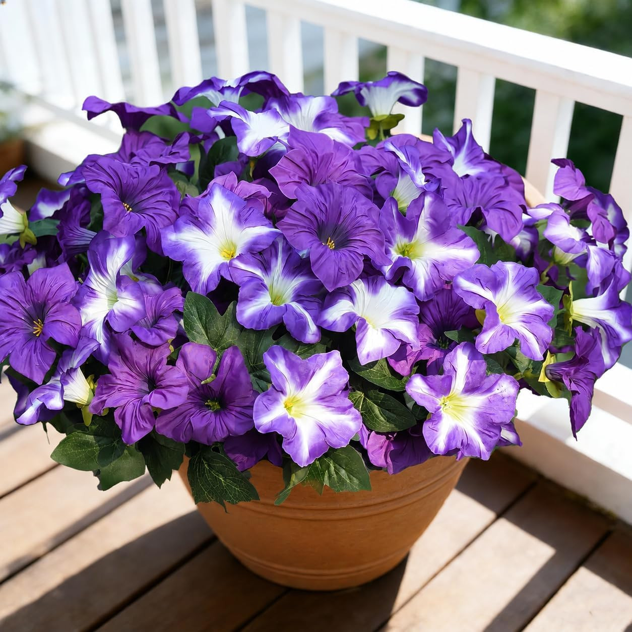 Vibrant UV Resistant Morning Glory Fake Flowers for Outdoor Décor (4 Bundles)
