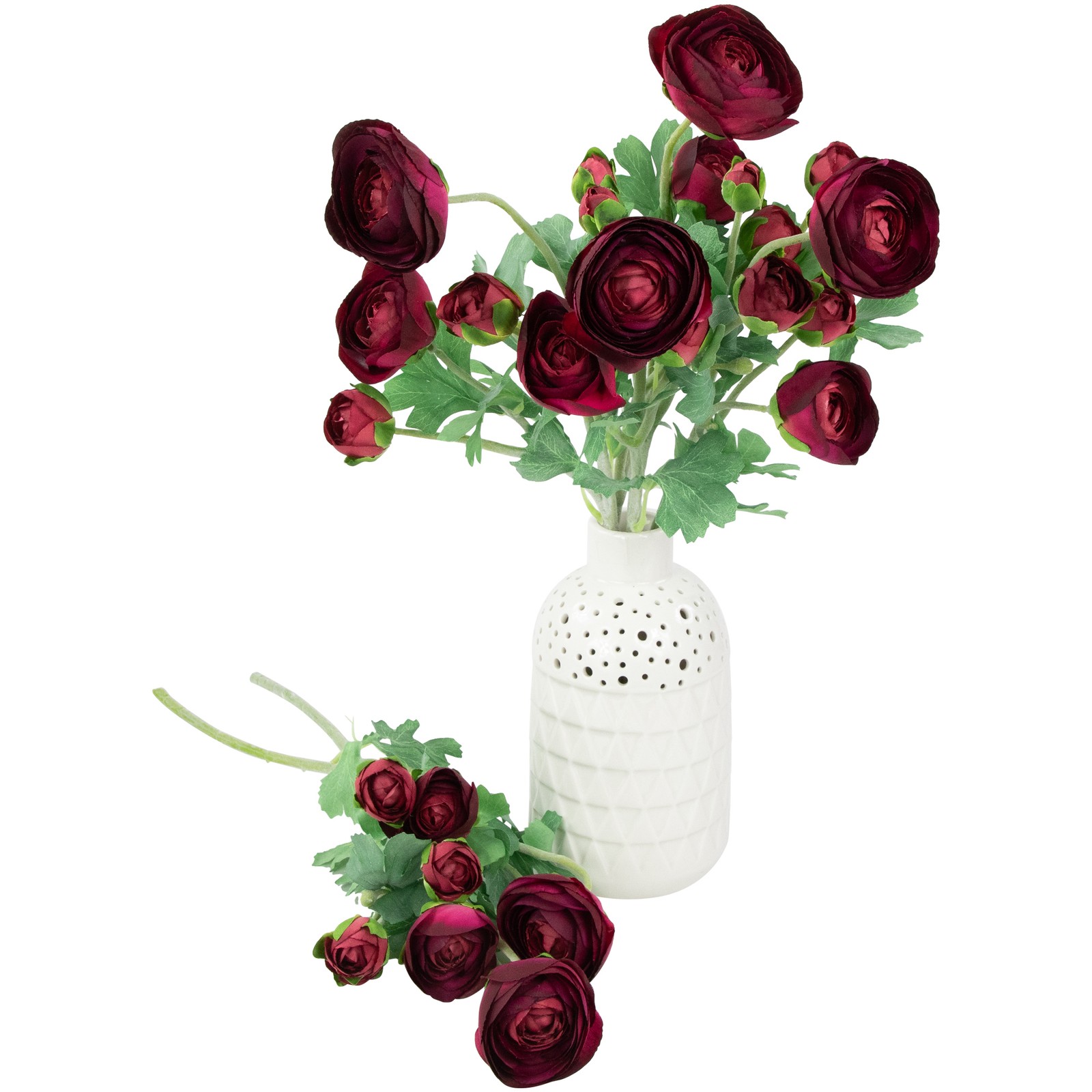 Northlight Real Touch™ Red Ranunculus Artificial Floral Sprays, Set of 6 – 21″