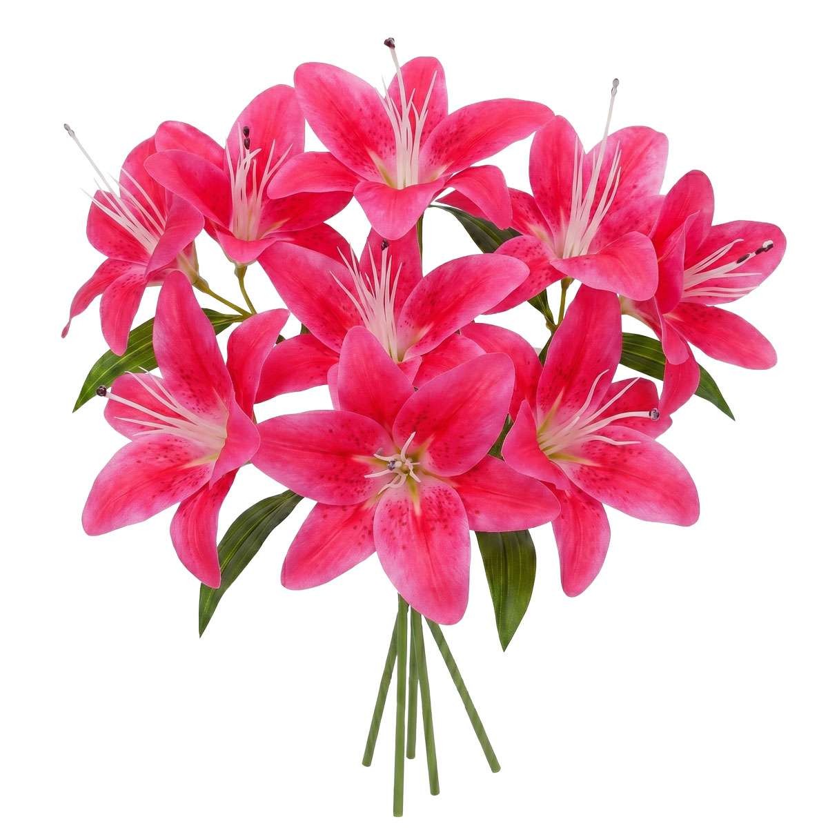 Resistant Artificial Lily Flowers UV Faux Plant for Outdoor Indoor Home Decor US