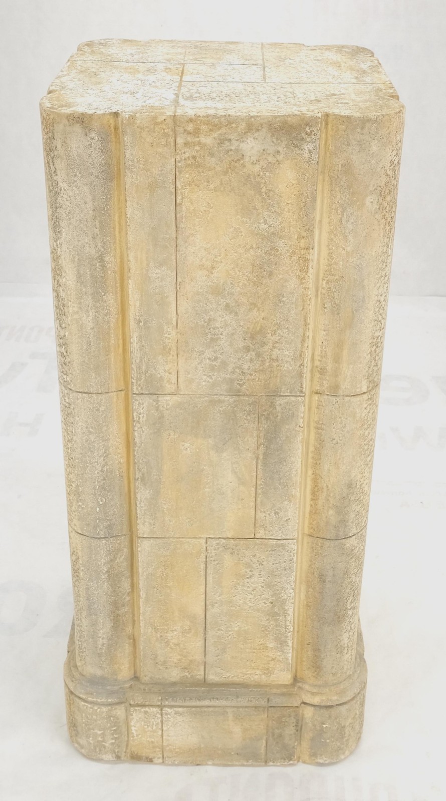 large 19×19 Square Faux Travertine 41″ Tall Carved Geometric Decorative Pattern