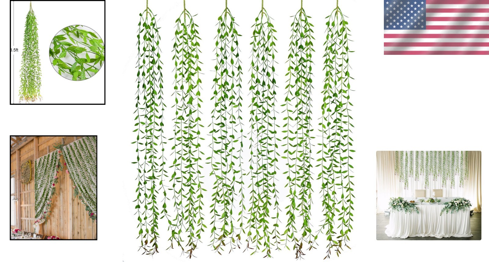 Naturalistic 6PCS Artificial Greenery Vines – Durable Decor for Any Occasion