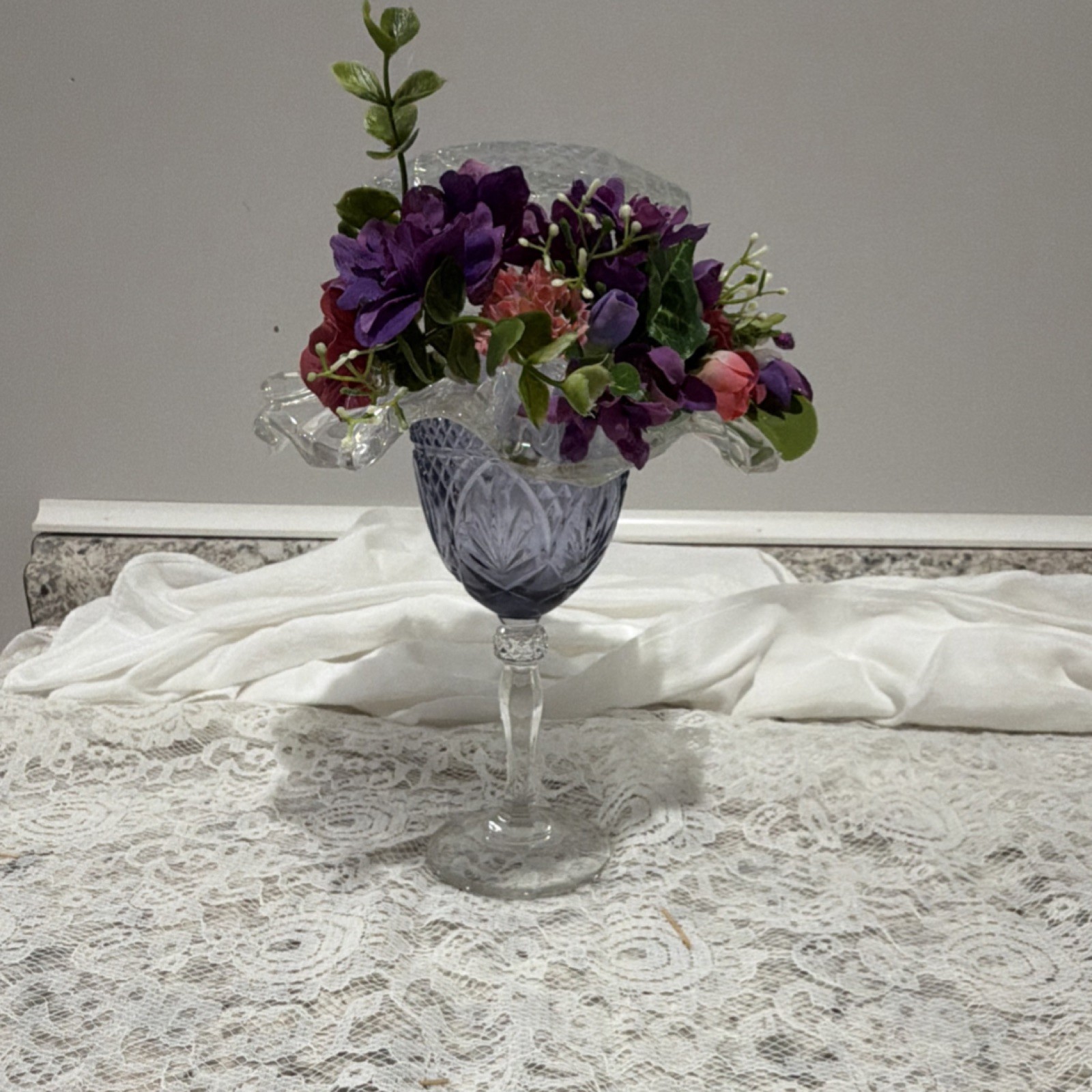 Unique- one of a kind, Glass hat – vintage style, 10in