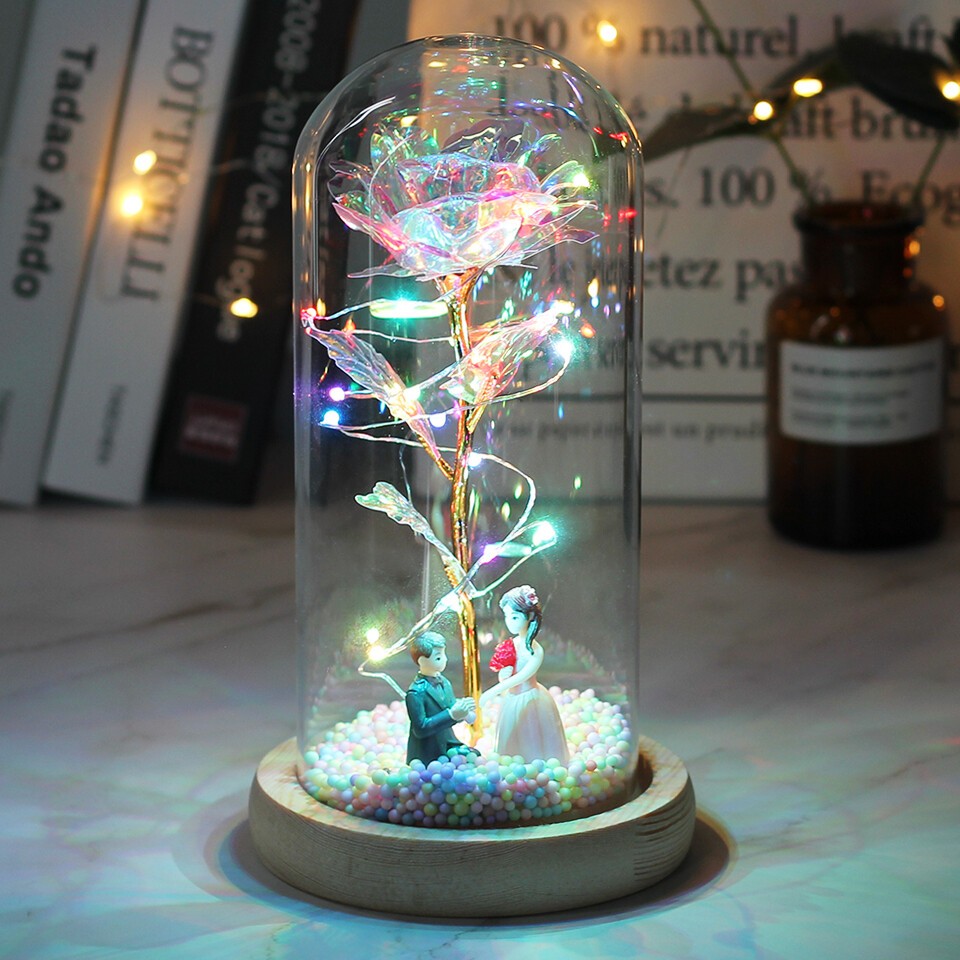 Eternal Rose Flower LED Enchanted Galaxy Rose Flower in Glass Valentine’s Gift