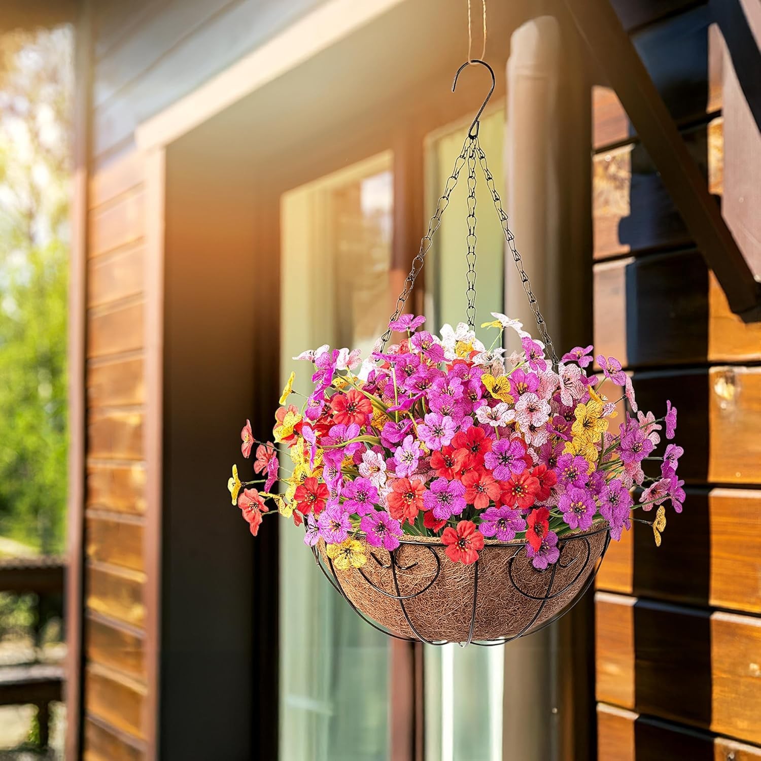 16 Pcs Artificial Fake Flowers for Outdoor Spring Decoration, Faux Silk Flowe…