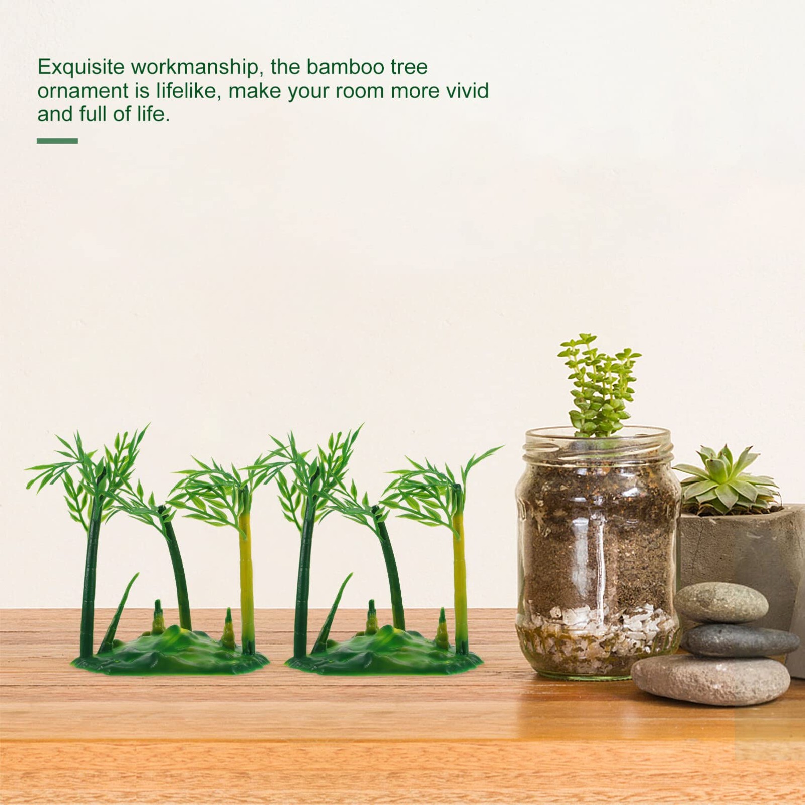 Realistic Bamboo Bonsai Tree Miniature 4.72X3.93X2.36In Artificial Small Bamb…
